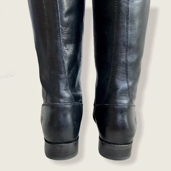 $399 Frye Molly Button Black Brown Multicolor Leather Equestrian Riding Boots